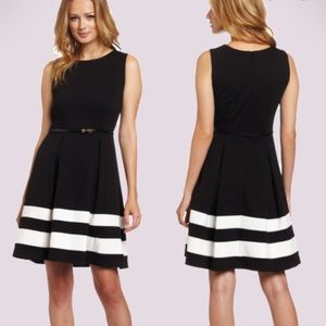 Calvin Klein black with white striped dress